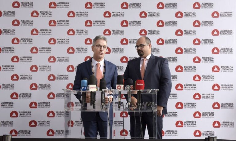 O governador Romeu Zema e o vice, Mateus Simões